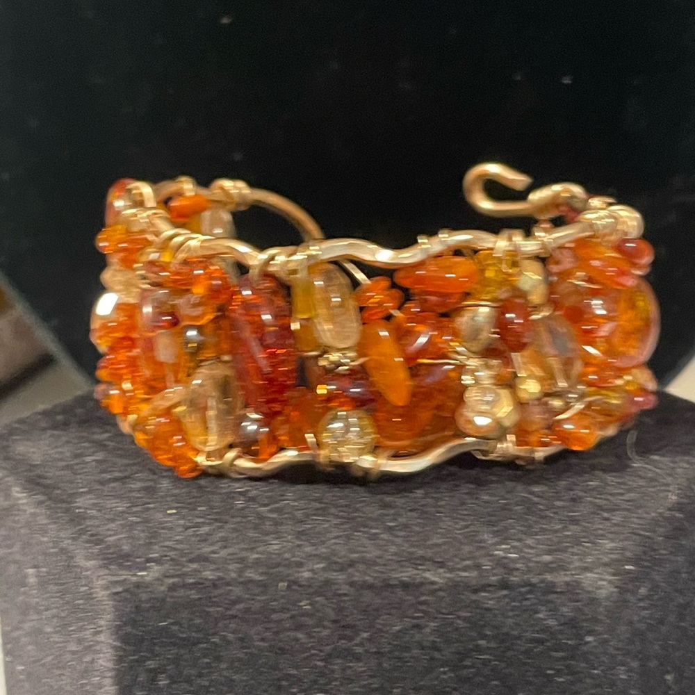 Amber Beaded Cuff Bracelet-NWOT